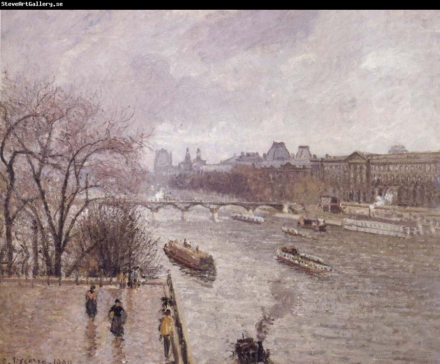 Camille Pissarro The Louvre,morning,rainy weather